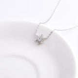 925 Silver Crystal Snowflake Necklace Zircon Choker Christmas Jewelry