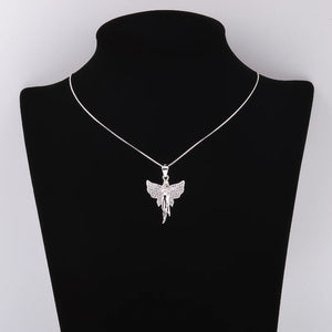 925 Silver Crystal Wing Angel Necklace Zircon Pendant