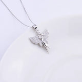 925 Silver Crystal Wing Angel Necklace Zircon Pendant