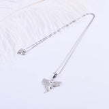 925 Silver Crystal Wing Angel Necklace Zircon Pendant