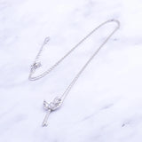 925 Silver CZ Heart Angel Key Necklace Women Choker