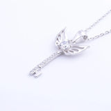 925 Silver CZ Heart Angel Key Necklace Women Choker