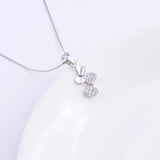 925 Silver Butterfly Bowknot Necklaces Pair Zircon Pendants Mini Jewelry