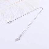925 Silver Butterfly Bowknot Necklaces Pair Zircon Pendants Mini Jewelry