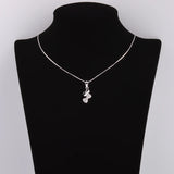 925 Silver Butterfly Bowknot Necklaces Pair Zircon Pendants Mini Jewelry