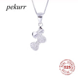 925 Silver Butterfly Bowknot Necklaces Pair Zircon Pendants Mini Jewelry
