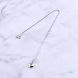 925 Silver Zircon Gem Heart Necklace Snowball Crystal Pendant