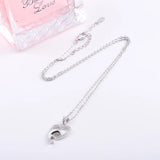 925 Silver Dolphin Crystal Heart Necklace Lover Heart Pendant