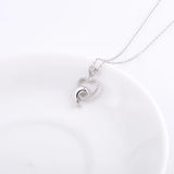 925 Silver Dolphin Crystal Heart Necklace Lover Heart Pendant