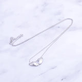 925 Silver Double Heart Zircon Necklace Women Silver Chain Pendant