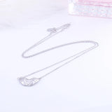 925 Silver Double Heart Zircon Necklace Women Silver Chain Pendant