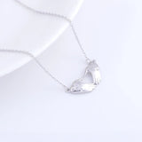 925 Silver Double Heart Zircon Necklace Women Silver Chain Pendant