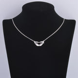 925 Silver Double Heart Zircon Necklace Women Silver Chain Pendant
