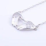 925 Silver Double Heart Zircon Necklace Women Silver Chain Pendant