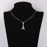 925 Silver Eiffel Tower Necklace Geometry Pendant Long Chain Jewelry Gift