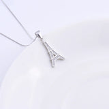 925 Silver Eiffel Tower Necklace Geometry Pendant Long Chain Jewelry Gift