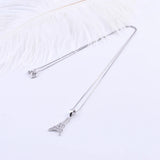 925 Silver Eiffel Tower Necklace Geometry Pendant Long Chain Jewelry Gift