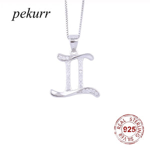 925 Silver Gemini Zircon Horoscope Necklace Constellation Pendant