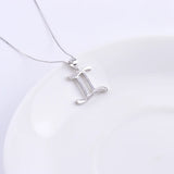 925 Silver Gemini Zircon Horoscope Necklace Constellation Pendant