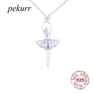 925 Silver Ballerina Ballet Dancer Necklace Pendant for Women