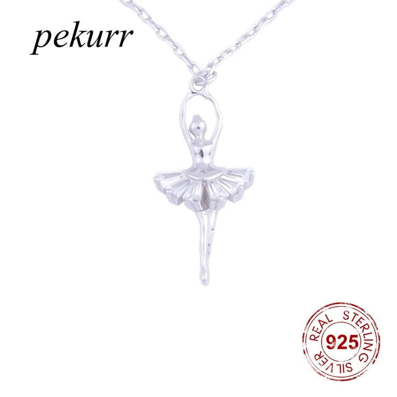 925 Silver Ballerina Ballet Dancer Necklace Pendant for Women