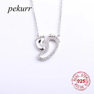 925 Silver Baby Footprint Necklaces for Mother Child