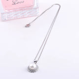 925 Silver Bohemian Flower Pearl Earrings Necklace Set