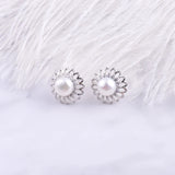 925 Silver Bohemian Flower Pearl Earrings Necklace Set
