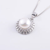 925 Silver Bohemian Flower Pearl Earrings Necklace Set