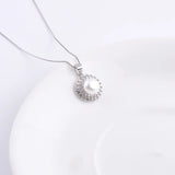 925 Silver Bohemian Flower Pearl Earrings Necklace Set