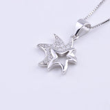925 Silver CZ Star Couple Necklaces Irregular Starfish Pendants