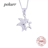 925 Silver CZ Star Couple Necklaces Irregular Starfish Pendants