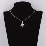 925 Silver CZ Star Couple Necklaces Irregular Starfish Pendants