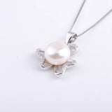 925 Silver Heart Clover Pearl Earrings Necklace Set Women Jewelry
