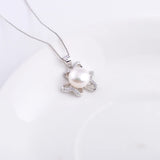 925 Silver Heart Clover Pearl Earrings Necklace Set Women Jewelry
