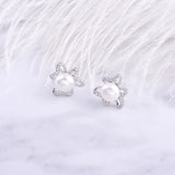 925 Silver Heart Clover Pearl Earrings Necklace Set Women Jewelry