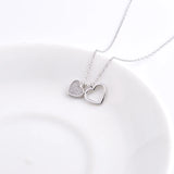 925 Silver Heart Zircon Couple Necklaces Women Pendants Jewelry Gift
