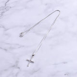 925 Silver Zircon Big Cross Necklace For Women Christ Geometric Jewelry