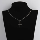 925 Silver Zircon Big Cross Necklace For Women Christ Geometric Jewelry