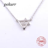 925 Silver Hollow Triangle Necklaces For Women Pendant Jewelry