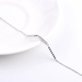 925 Silver Rectangle Strips Bracelet Zircon Beads Bangles