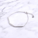 925 Silver Rectangle Strips Bracelet Zircon Beads Bangles