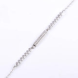 925 Silver Rectangle Strips Bracelet Zircon Beads Bangles
