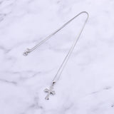 925 Silver Maple Leaf Zircon Big Cross Pendant Necklace for Women