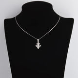 925 Silver Gothic Zircon Cross Pendant Anchor Necklace for Women