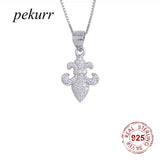 925 Silver Gothic Zircon Cross Pendant Anchor Necklace for Women