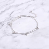 925 Sterling Silver Zircon Triangle Wrist Bracelet For Women