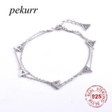 925 Sterling Silver Zircon Triangle Wrist Bracelet For Women