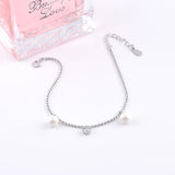 925 Silver Round Pearl Bracelet for Women
