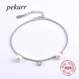 925 Silver Round Pearl Bracelet for Women